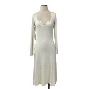 Aritzia Wilfred Janine Ribbed Midi Dress in Heather Birch